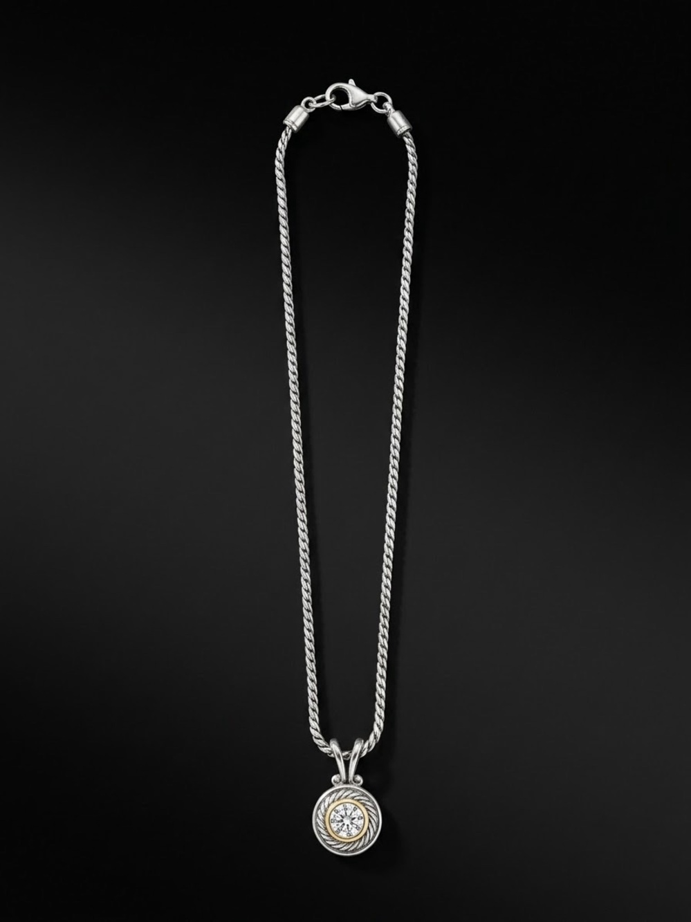 Brighton Silver Necklace with Gold Accent and Clear Crystal